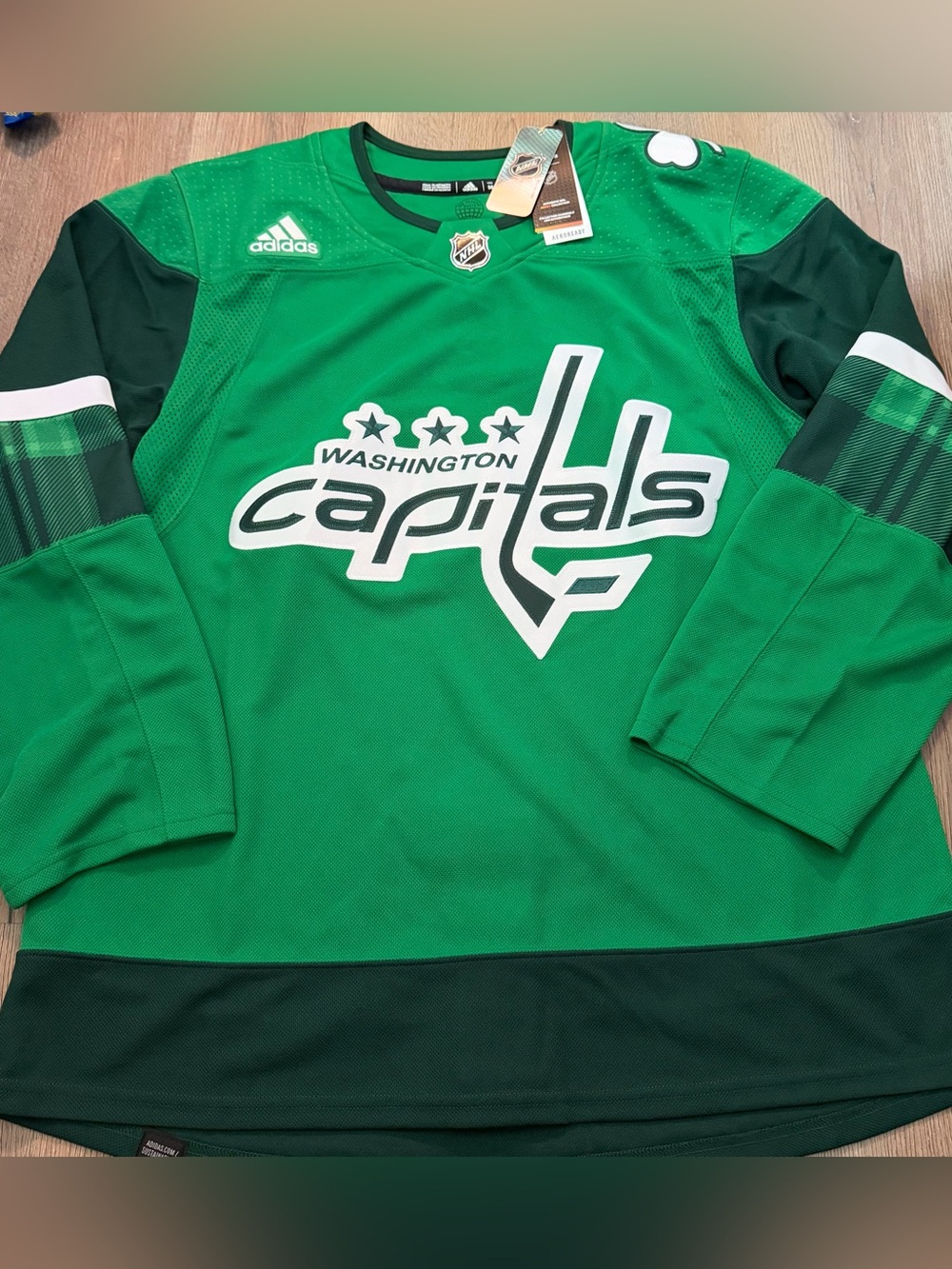 Adidas NHL Mens Washington Capitals Green Hockey Jersey St. Patrick’s Day